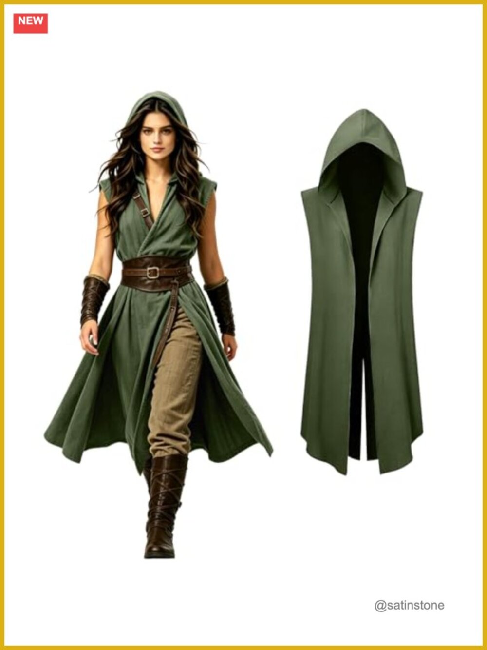 Hooded Cloak Renaissance Long Cape 90% Polyester 10% Velvet Cosplay Costume